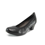 Черни дамски обувки със среден ток, естествена кожа - всекидневни обувки за целогодишно ползване N 100011260