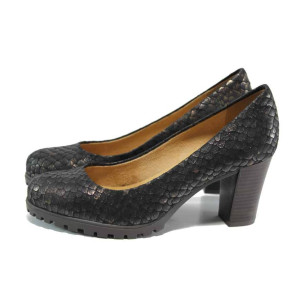 Зелени дамски обувки с висок ток, естествена кожа - всекидневни обувки за целогодишно ползване N 100011262