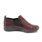 Винени дамски обувки с равна подметка, здрава еко-кожа - всекидневни обувки за есента и зимата N 100011264