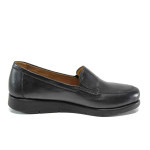 Черни дамски обувки с равна подметка, естествена кожа - всекидневни обувки за есента и зимата N 100011266