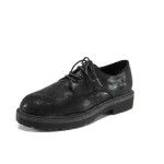 Черни дамски обувки с равна подметка, здрава еко-кожа - всекидневни обувки за есента и зимата N 100011267