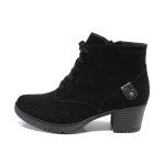 Черни анатомични дамски боти, качествен еко-велур - всекидневни обувки за есента и зимата N 100011271
