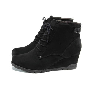 Черни дамски боти, качествен еко-велур - всекидневни обувки за есента и зимата N 100011276