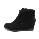Черни дамски боти, качествен еко-велур - всекидневни обувки за есента и зимата N 100011276