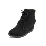 Черни дамски боти, качествен еко-велур - всекидневни обувки за есента и зимата N 100011276