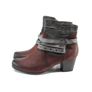 Винени анатомични дамски боти, естествена кожа - всекидневни обувки за есента и зимата N 100011274