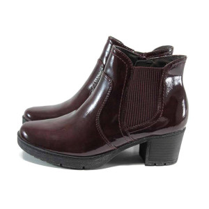 Винени анатомични дамски боти, лачена еко кожа - всекидневни обувки за есента и зимата N 100011269