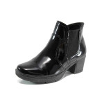 Черни анатомични дамски боти, лачена еко кожа - всекидневни обувки за есента и зимата N 100011270