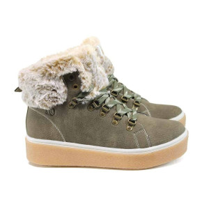 Зелени дамски боти с мемори пяна, здрава еко-кожа - всекидневни обувки за есента и зимата N 100011279