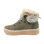 Зелени дамски боти с мемори пяна, здрава еко-кожа - всекидневни обувки за есента и зимата N 100011279
