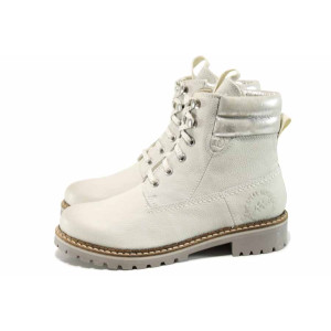 Бели дамски боти с мемори пяна, естествена кожа - всекидневни обувки за есента и зимата N 100011281