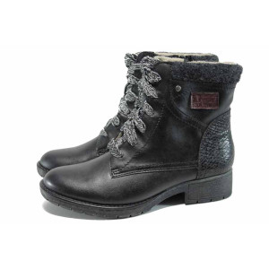 Черни анатомични дамски боти, здрава еко-кожа - всекидневни обувки за есента и зимата N 100011272