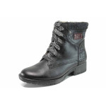 Черни анатомични дамски боти, здрава еко-кожа - всекидневни обувки за есента и зимата N 100011272