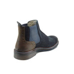 Тъмносини мъжки боти, естествен набук - всекидневни обувки за есента и зимата N 100011290