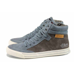 Сини анатомични мъжки спортни обувки с мемори пяна, здрава еко-кожа - всекидневни обувки за есента и зимата N 100011287