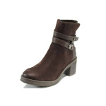 Кафяви дамски боти, естествена кожа - всекидневни обувки за есента и зимата N 100011282