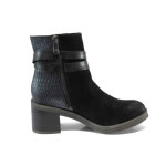 Черни дамски боти, естествена кожа - всекидневни обувки за есента и зимата N 100011283
