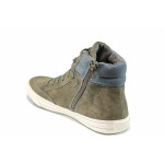 Зелени анатомични мъжки спортни обувки с мемори пяна, здрава еко-кожа - всекидневни обувки за есента и зимата N 100011286