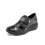 Черни дамски обувки с равна подметка, естествена кожа - всекидневни обувки за есента и зимата N 100011363