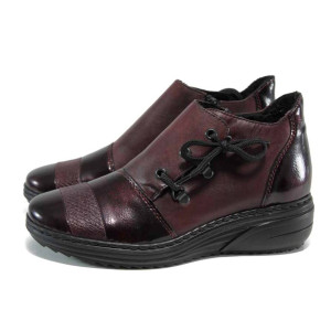 Винени дамски боти, естествена кожа и еко-кожа - всекидневни обувки за есента и зимата N 100011376