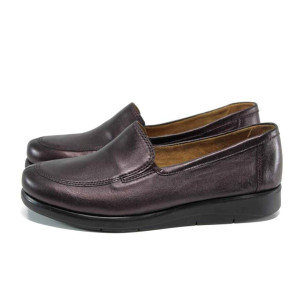 Винени дамски обувки с равна подметка, естествена кожа - всекидневни обувки за есента и зимата N 100011374