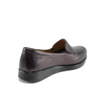 Винени дамски обувки с равна подметка, естествена кожа - всекидневни обувки за есента и зимата N 100011374
