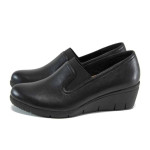 Черни дамски обувки с платформа, естествена кожа - всекидневни обувки за есента и зимата N 100011372