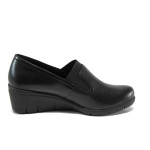 Черни дамски обувки с платформа, естествена кожа - всекидневни обувки за есента и зимата N 100011372