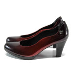 Винени дамски обувки с висок ток, лачена еко кожа - официални обувки за целогодишно ползване N 100011370
