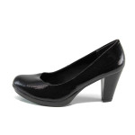 Черни дамски обувки с висок ток, лачена еко кожа - официални обувки за целогодишно ползване N 100011369