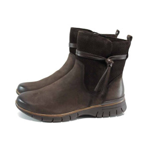 Кафяви дамски боти, естествена кожа - всекидневни обувки за есента и зимата N 100011381