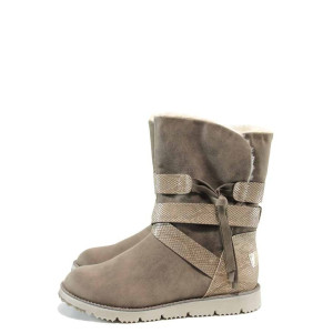 Бежови дамски боти, здрава еко-кожа - всекидневни обувки за есента и зимата N 100011378