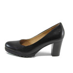 Черни дамски обувки с висок ток, естествена кожа - всекидневни обувки за целогодишно ползване N 100011410