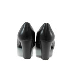 Черни дамски обувки с висок ток, естествена кожа - всекидневни обувки за целогодишно ползване N 100011410