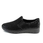 Черни дамски обувки с равна подметка, текстилна материя - всекидневни обувки за пролетта и есента N 100011412