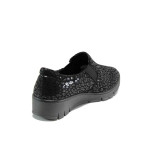 Черни дамски обувки с равна подметка, текстилна материя - всекидневни обувки за пролетта и есента N 100011412