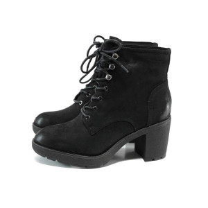 Черни дамски боти, качествен еко-велур - всекидневни обувки за есента и зимата N 100011418