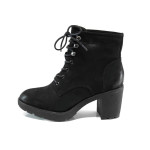 Черни дамски боти, качествен еко-велур - всекидневни обувки за есента и зимата N 100011418