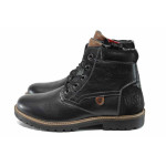Черни мъжки боти, естествена кожа - всекидневни обувки за есента и зимата N 100011424