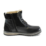 Черни мъжки боти, естествена кожа - всекидневни обувки за есента и зимата N 100011426