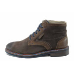 Кафяви мъжки боти, естествен велур - всекидневни обувки за есента и зимата N 100011423
