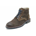 Кафяви мъжки боти, естествен велур - всекидневни обувки за есента и зимата N 100011423
