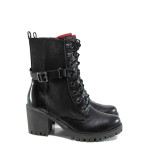 Черни дамски боти, здрава еко-кожа - всекидневни обувки за есента и зимата N 100011419