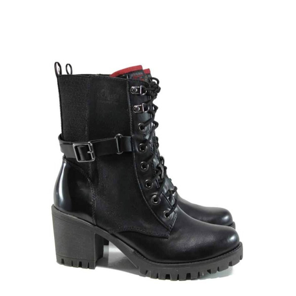 Черни дамски боти, здрава еко-кожа - всекидневни обувки за есента и зимата N 100011419