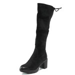 Черни дамски ботуши, текстилна материя - всекидневни обувки за есента и зимата N 100011421