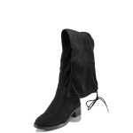Черни дамски ботуши, текстилна материя - всекидневни обувки за есента и зимата N 100011420