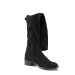Черни дамски ботуши, текстилна материя - всекидневни обувки за есента и зимата N 100011420