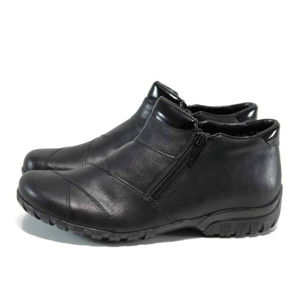 Черни дамски боти, здрава еко-кожа - всекидневни обувки за есента и зимата N 100011429