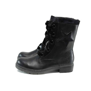 Черни дамски боти, здрава еко-кожа - всекидневни обувки за есента и зимата N 100011430