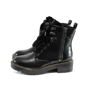 Черни дамски боти, здрава еко-кожа - всекидневни обувки за есента и зимата N 100011496